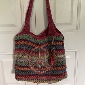 Sakroots Tote with Peace Sign.